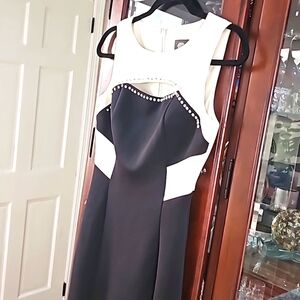 Vince Camuto Cutout Sequined Front Shealt Scuba dress Color block sz 2 n…